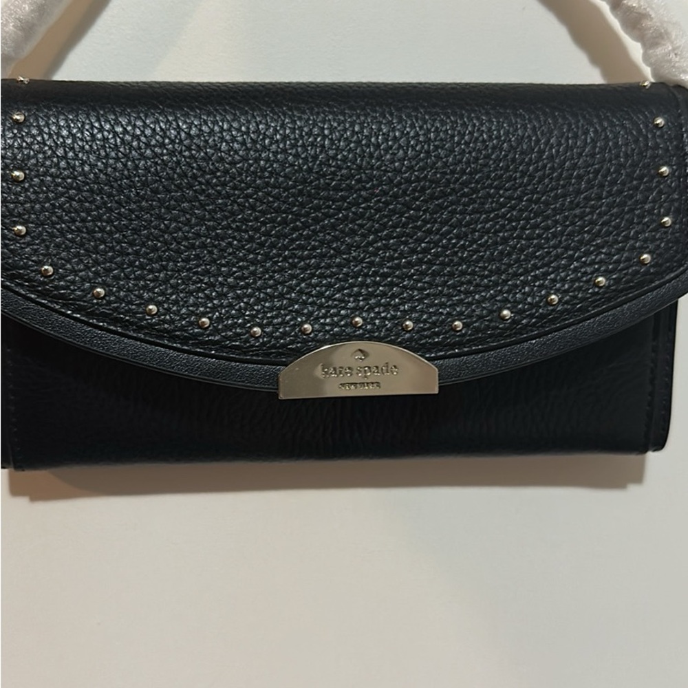 kate spade black pebbled leather crossbody with stud accents